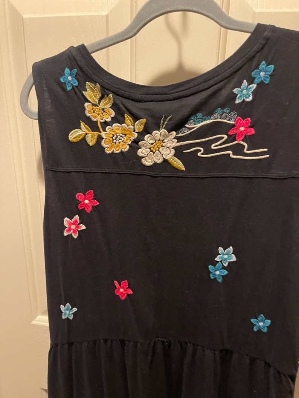 Johnny Was Black Sleeveless Maxi Dress with Multicolor Floral Embroidery - Picture 5 of 6